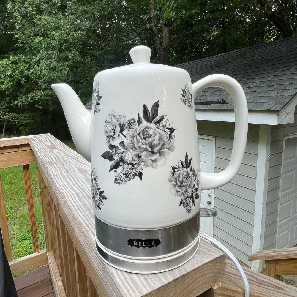 Bella Electric Ceramic Kettle 1.5L Black Floral 1500W KEG5808-UL Hot Water Tea